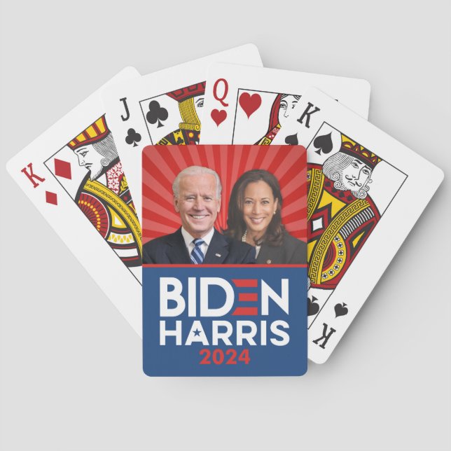 Biden Harris Foto - 2024 star - Red White Blue Spielkarten (Rückseite)