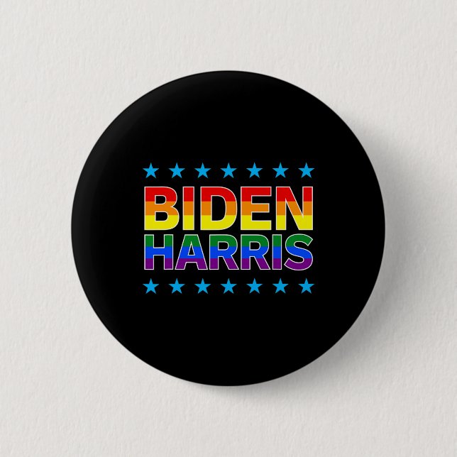 Biden Harris Gay Pride Rainbow 2020 Geschenk Button (Vorderseite)