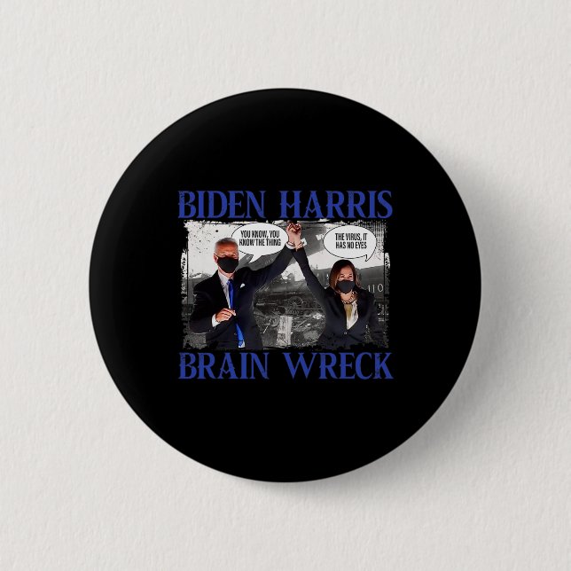 Biden Harris Gehirn Ruiniert Das V.irus Button (Vorderseite)