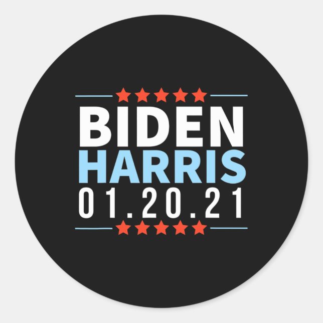 Biden Harris im Januar 2021 Wahlsieg Inaugur Runder Aufkleber (Vorderseite)