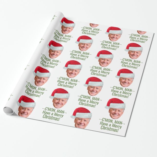 Biden Harris - Joe Weihnachtsmannmütze - C'mon Man Geschenkpapier (Ungerollt)