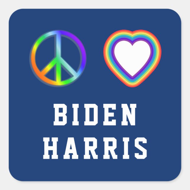 Biden Harris Peace Liebe Quadratischer Aufkleber (Vorderseite)