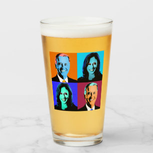 Biden Harris Pop Art (Orange, Blau, Lila, Rot) Glas