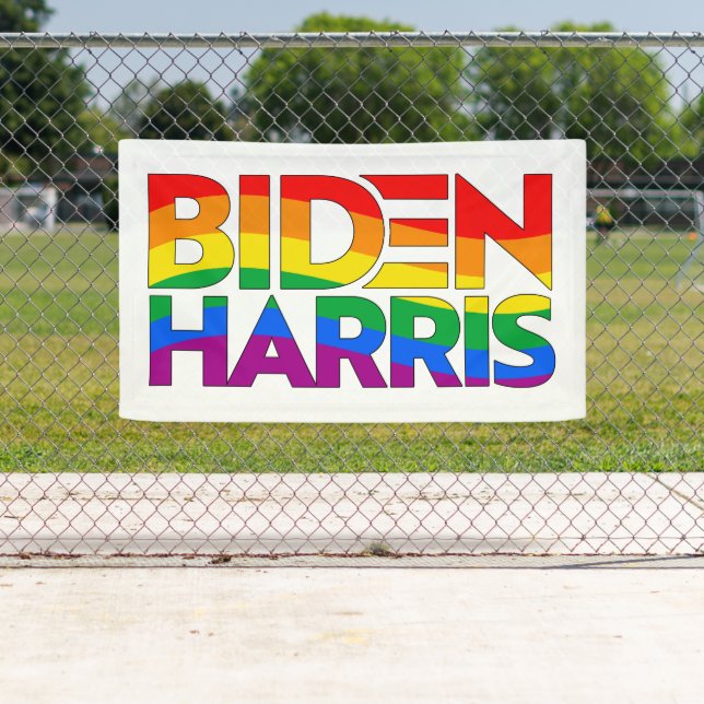 Biden Harris Pride Rainbow Banner (Insitu)