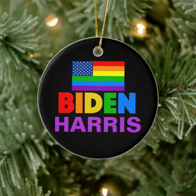 Biden Harris Rainbow Gay Pride Politiker Christmas Keramik Ornament (Baum)