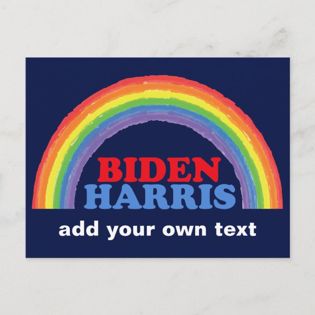Biden Harris Rainbow Niedliche Custom Democracy Postkarte (Vorderseite)