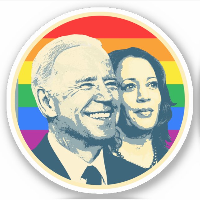 Biden Harris Rainbow Pride Aufkleber (Vorderseite)