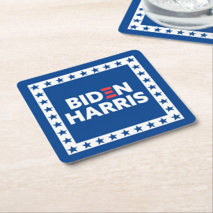 Biden / Harris Stars Frame White Blue Rechteckiger Pappuntersetzer
