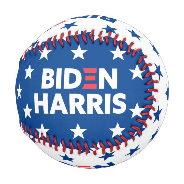 Biden / Harris Stars Muster Weiß und Blau Baseball (Vorne Rechts)
