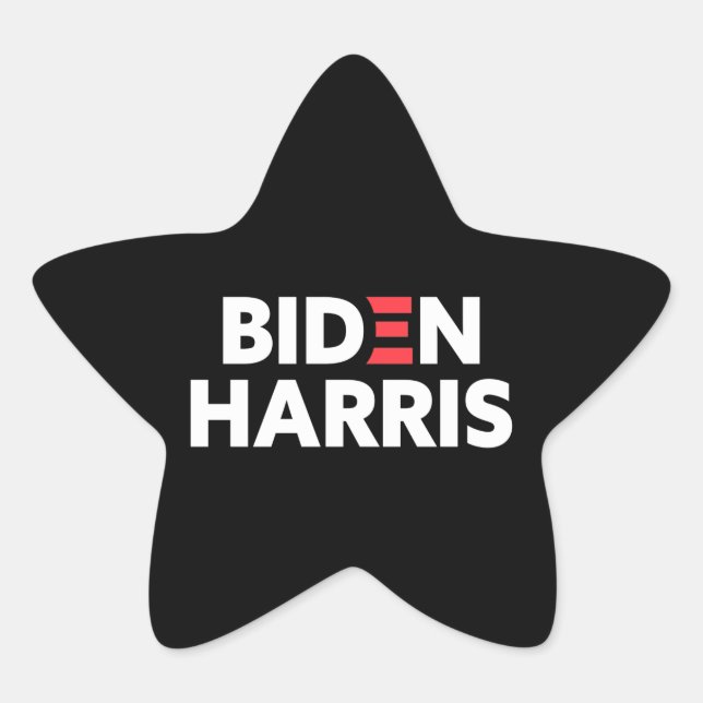 Biden/Harris-Wahlkampagne Schwarz/Weiß Stern-Aufkleber (Vorderseite)