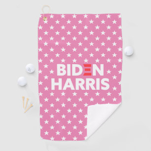 Biden Harris White Star Pattern Pink Golfhandtuch