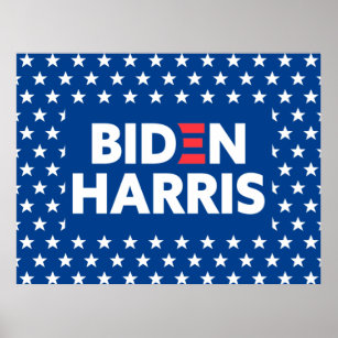 Biden / Harris White Stars Muster Blau Poster