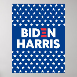 Biden / Harris White Stars Muster Blau Poster