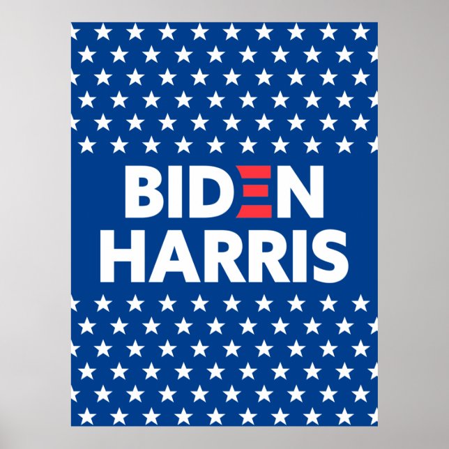 Biden / Harris White Stars Muster Blau Poster (Vorne)