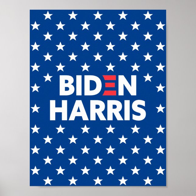 Biden / Harris White Stars Muster Blau Poster (Vorne)
