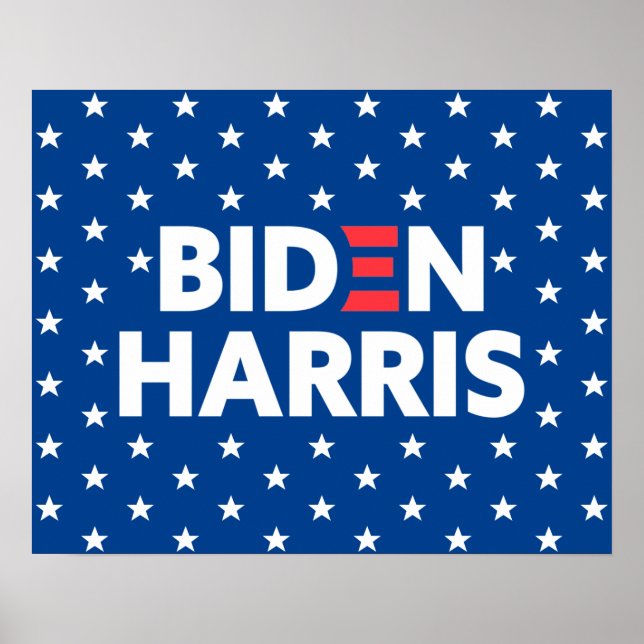 Biden / Harris White Stars Muster Blau Poster (Vorne)