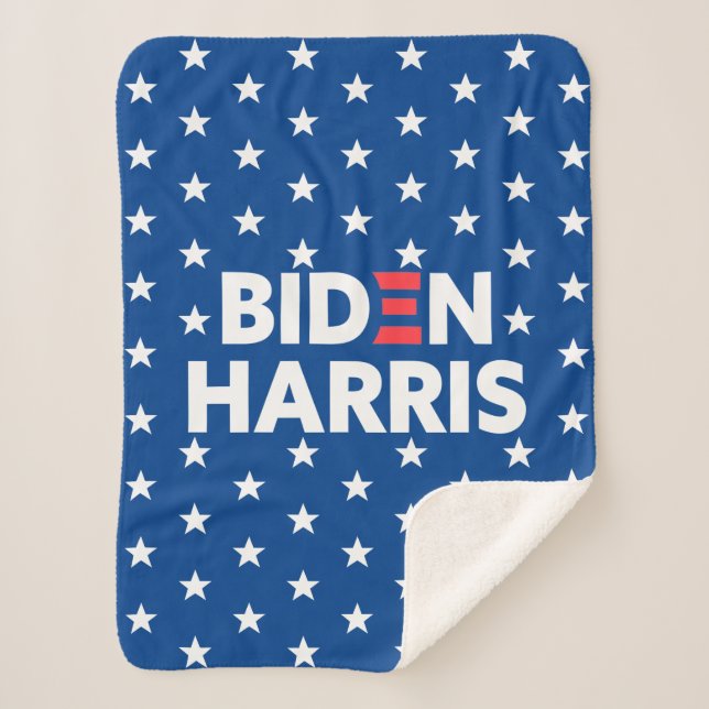 Biden / Harris White Stars Muster Blau Sherpadecke (Vorderseite)