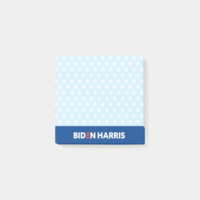 Biden Harris White Stars Muster Light Blue Post-it Klebezettel (Vorderseite)