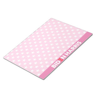 Biden Harris White Stars Pattern Baby Pink Notizblock