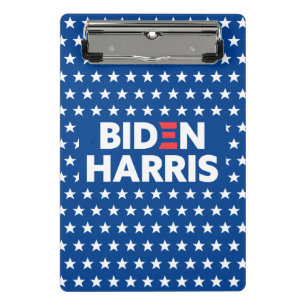 Biden Harris White Stars Pattern Blau Mini Klemmbrett