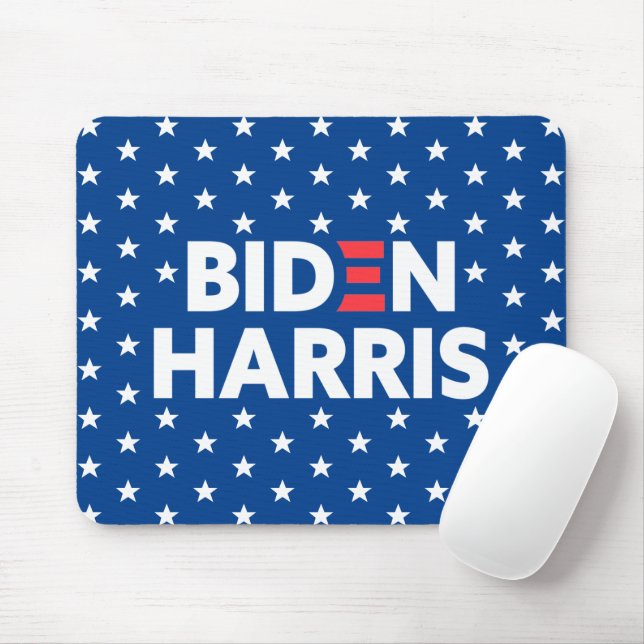Biden Harris White Stars Pattern Blau Mousepad (Mit Mouse)