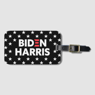 Biden / Harris White Stars Pattern Schwarz Gepäckanhänger