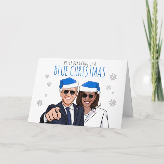 Biden Harris: Wir träumen von blauen Weihnachten Karte (Vorderseite)