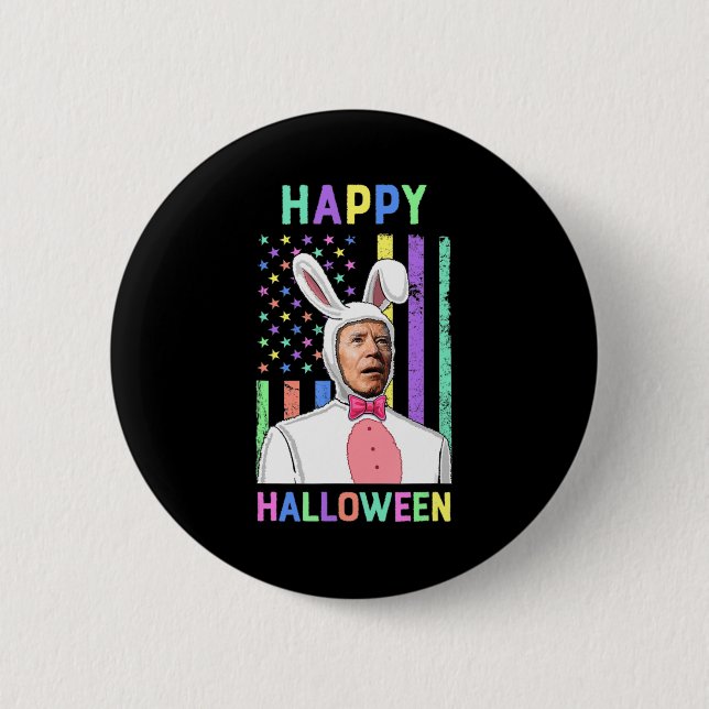 Biden Oaster Happy Halloween Bunny Joe Oaster Flag Button (Vorderseite)