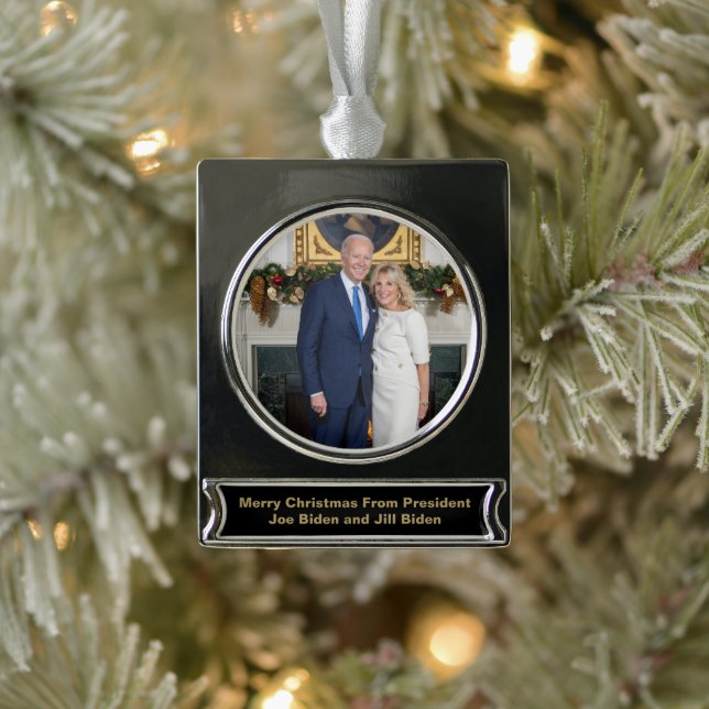 Biden Staat der Weihnachtsanschrift Gewerkschaft Banner-Ornament Silber (Baum)