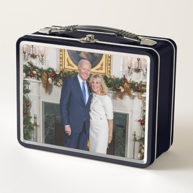 Biden Staat der Weihnachtsanschrift Gewerkschaft Metall Brotdose (Vorderseite)