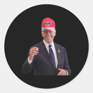 Biden trägt eine Trump 2024 Mütze Runder Aufkleber