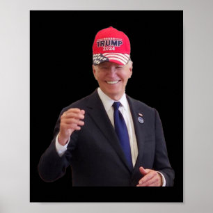 Biden trägt einen Trump-2024-Hut Poster