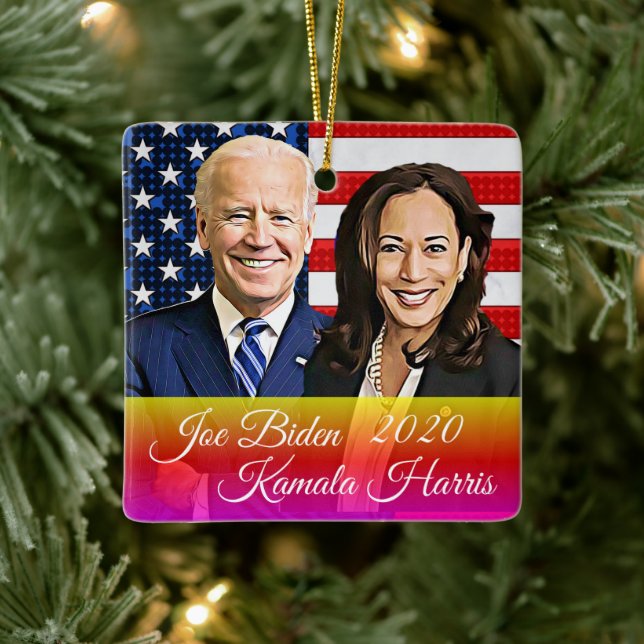 Biden und Harris Keepake Souvenir 2020 Keramikornament (Baum)