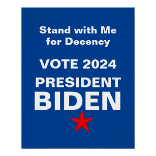 Biden Vote 2024 Wahl Red White Blue Poster