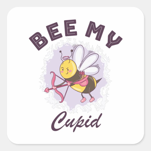 BIE MEIN CUPID QUADRATISCHER AUFKLEBER (Vorderseite)