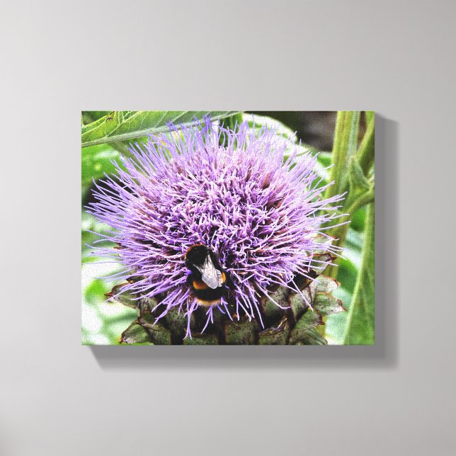 BIE UND DIE KÜNSTLERISCHE BLUME LEINWANDDRUCK (Vorderseite)