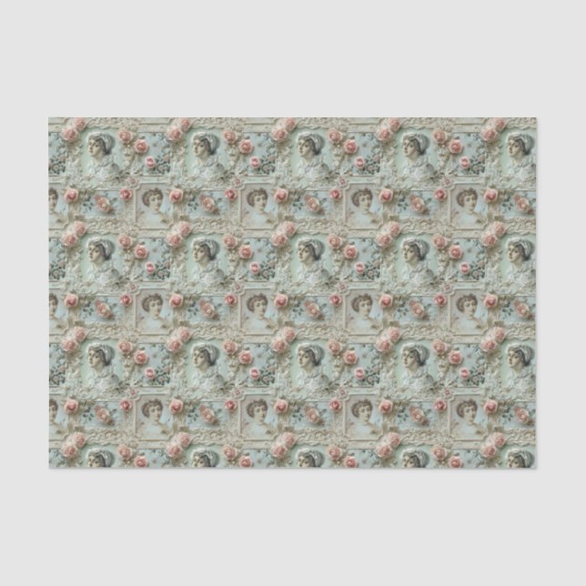 Biedermeier Ladys mit Rose Seidenpapier (Vorderseite)