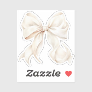 Biege Bow Coquette Ribbon Vinyl Sticker