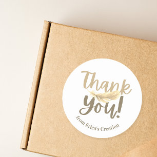 Biege Feather Vielen Dank für Ihr kleines Unterneh Runder Aufkleber