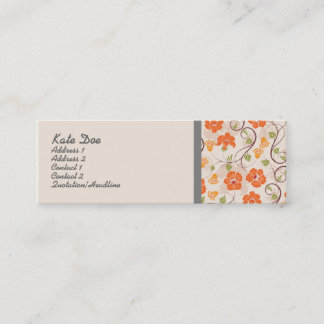 Biege mit Blumen Mini Visitenkarte