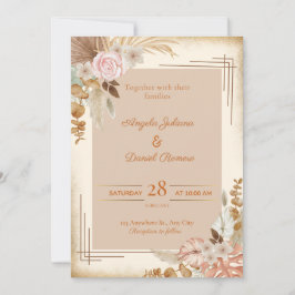 Biege Themed Blume Wedding Invitation Card Einladung