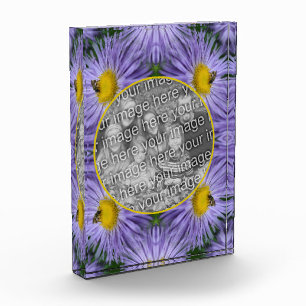 Biegen Sie auf Lila Aster-Blume Natur hinzufügen Fotoblock