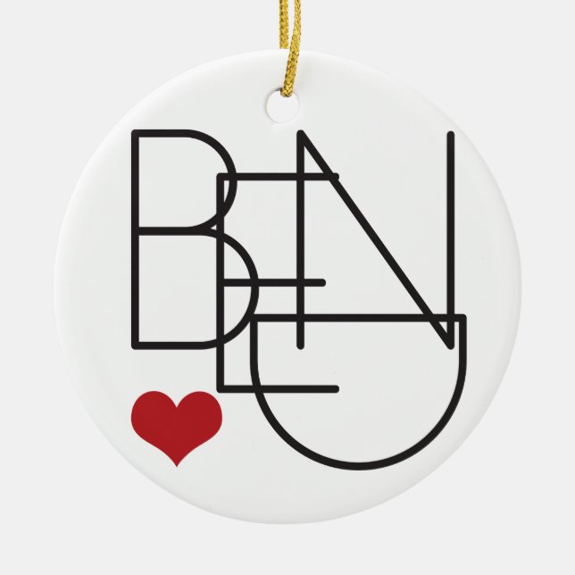 Biegungs-Oregon-Wort-Herz-Logo Keramikornament (Vorne)