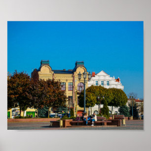 Biélorussie Bélarus Grodno Гродно Affiche d'archit