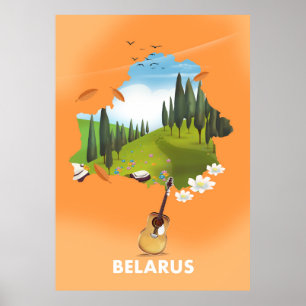 Biélorussie Carte poster de voyage.