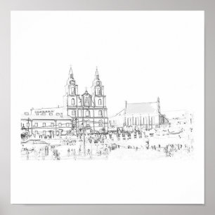 Biélorussie Minsk Affiche de croquis d'architectur