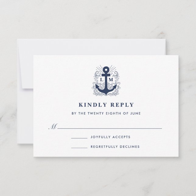 Bien ancré | Carte RSVP Ancre nautique (Devant)