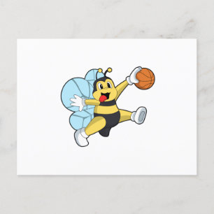 Biene als Basketballspieler mit Basketball Postkarte