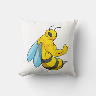 Biene als Bodybuilder Kissen