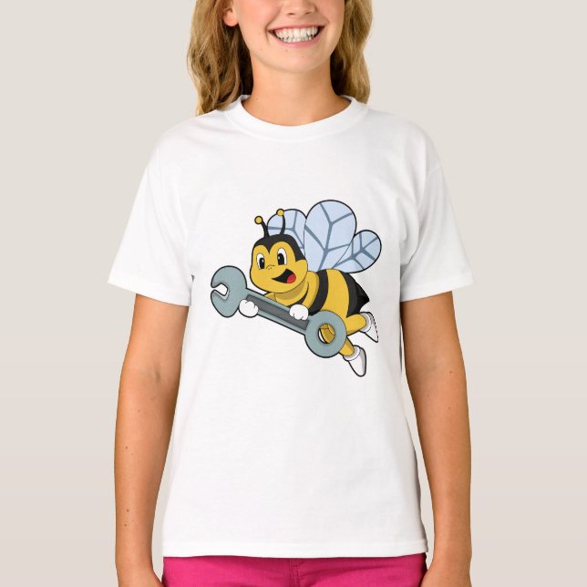 Biene als Mechanik mit Wrench T-Shirt (Vorderseite)